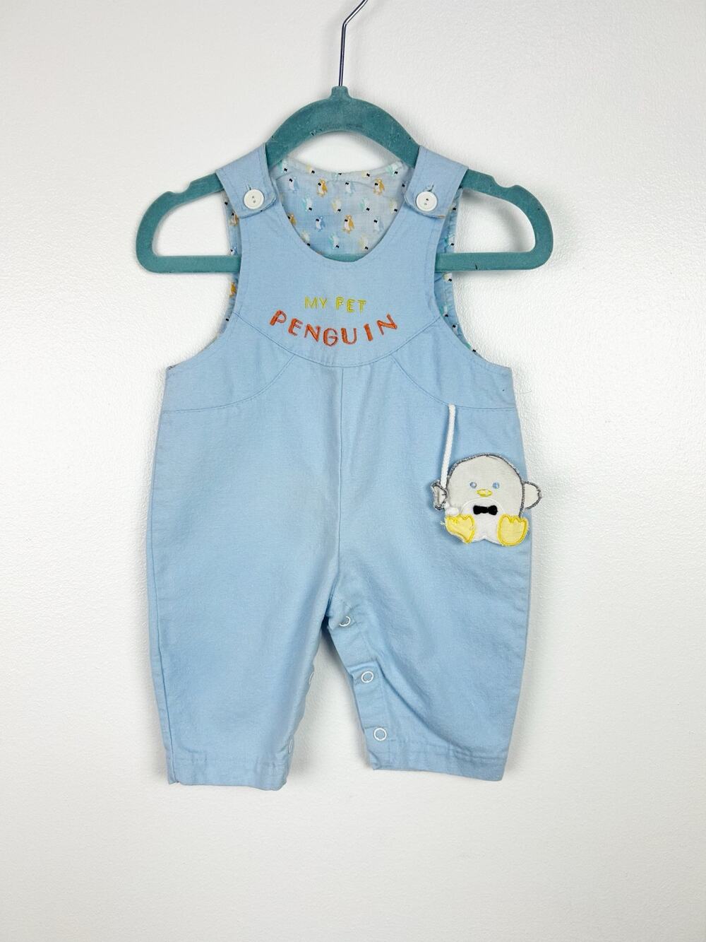 Vintage My Pet Penguin Baby Romper Longalls Baby Boy Clothes 0-3 Months